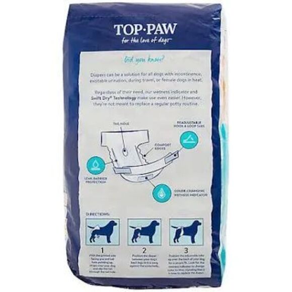Top Paw Disposable Diapers - 12 pk Size Medium - Picture 2 of 11